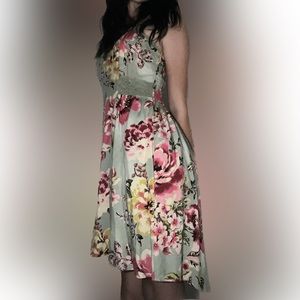 Floral mint dress with pink flowers